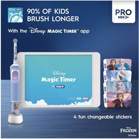 "Oral-B Vitality Pro Kids 3 Disney Frozen Electric Toothbrush with Case - Fun and Effective Cleaning for Kids!"